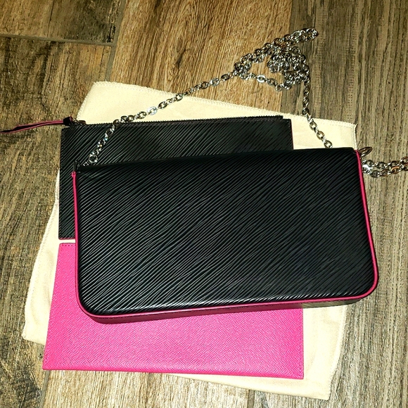 ❌SOLD❌ Authentic Louis Vuitton Felicie Pochette Epi Black Pink Inserts - Picture 5 of 8